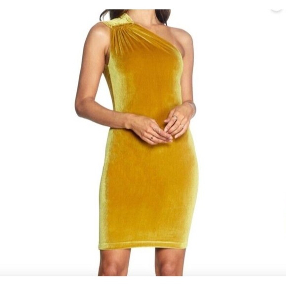 Cosmopolitan Dress The Population Women S Black Velvet Bellamy One Shoulder Mini - Picture 3 of 13